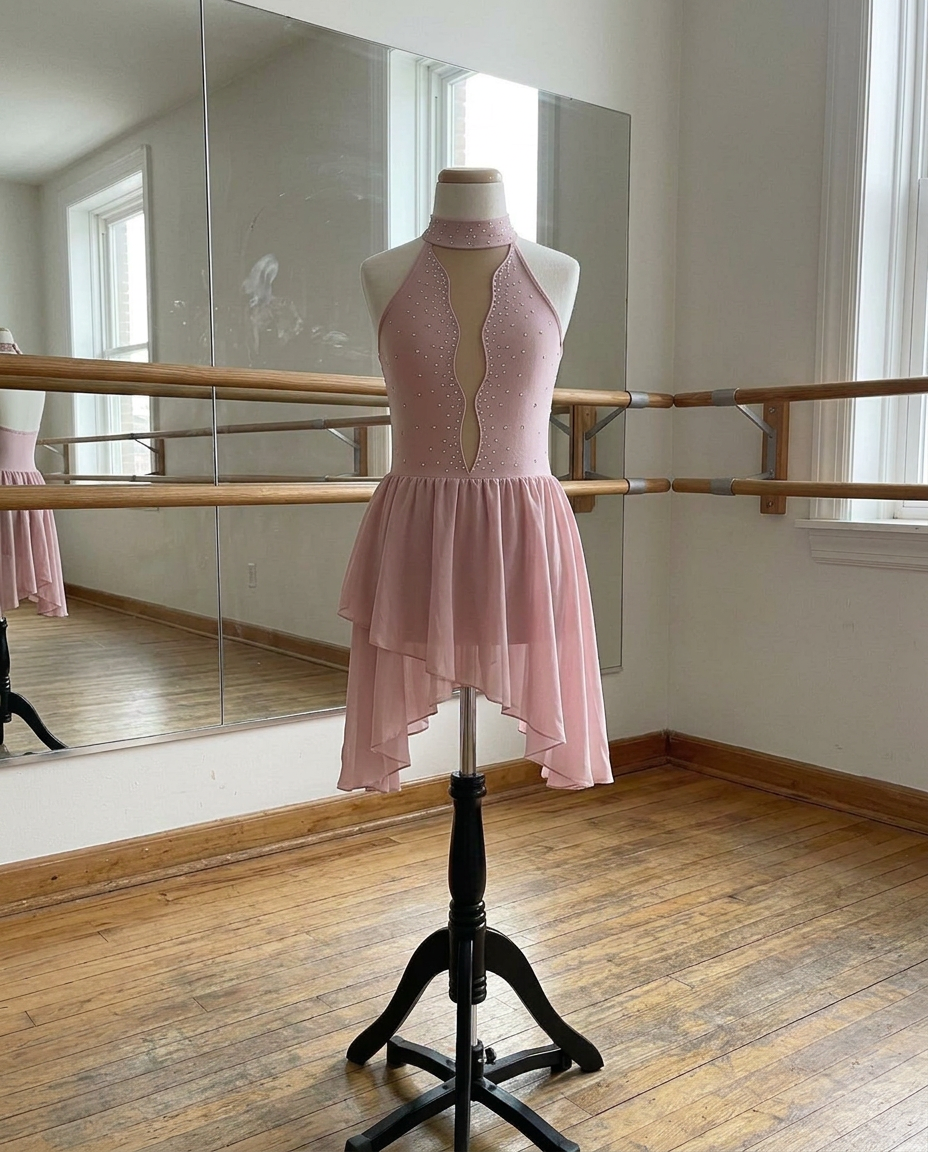 Céleste Sleeveless Lyrical Dress – Rhinestone Mesh Costume