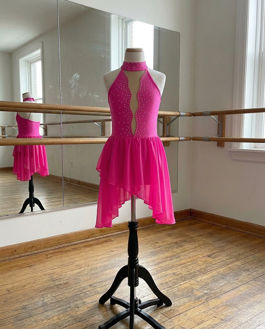 Céleste Sleeveless Lyrical Dress – Rhinestone Mesh Costume