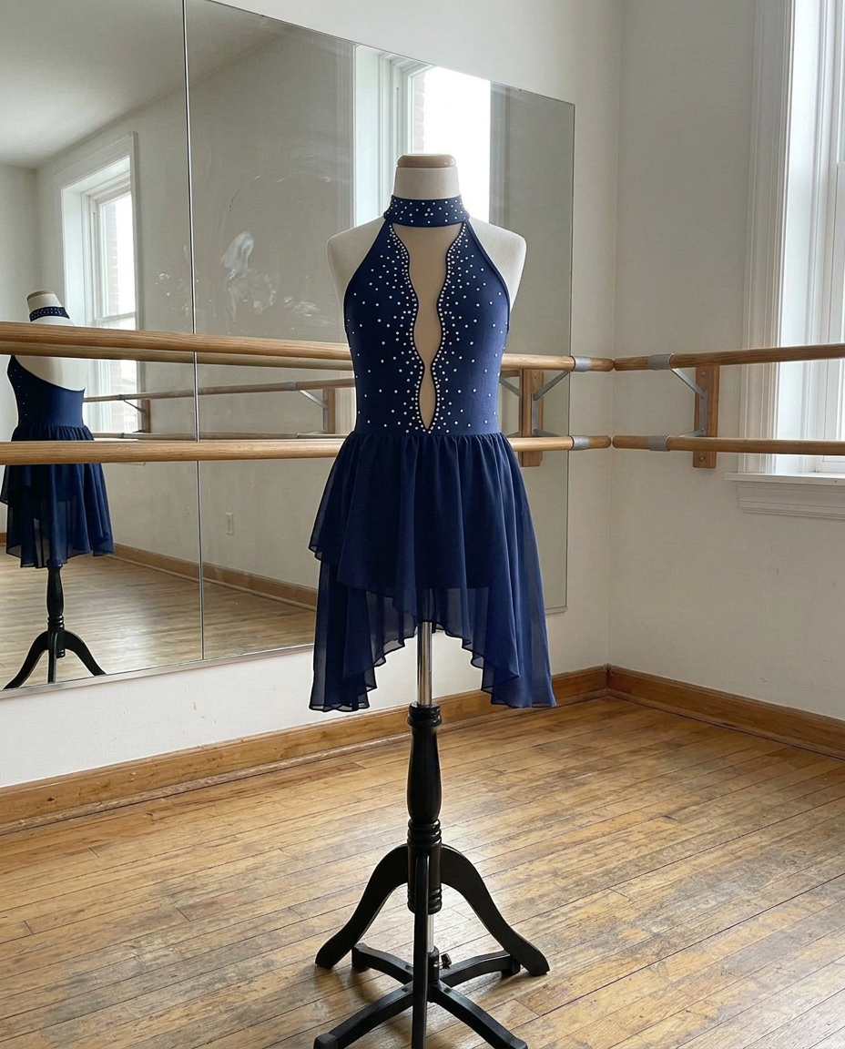 Céleste Sleeveless Lyrical Dress – Rhinestone Mesh Costume