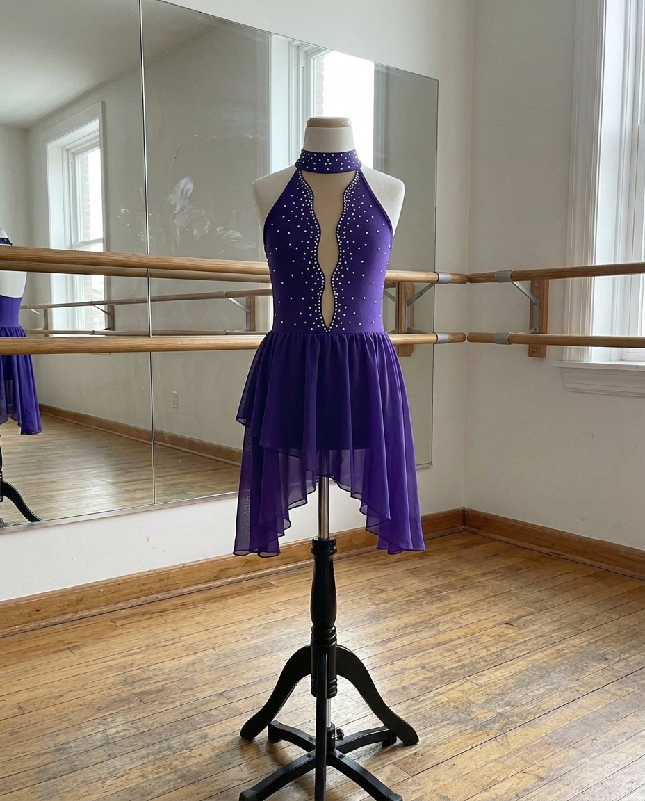 Céleste Sleeveless Lyrical Dress – Rhinestone Mesh Costume