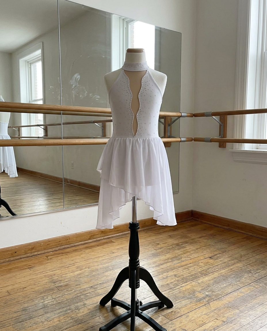 Céleste Sleeveless Lyrical Dress – Rhinestone Mesh Costume