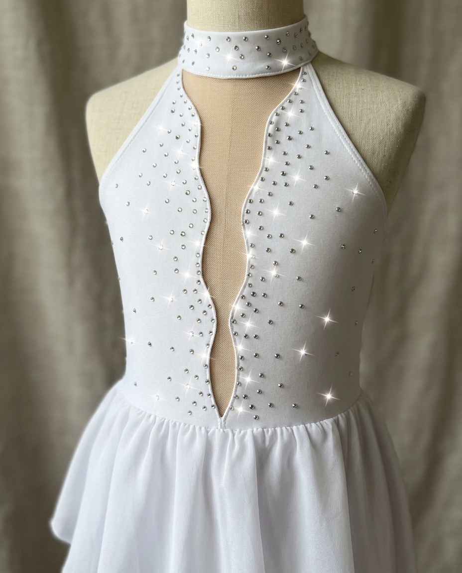 Céleste Sleeveless Lyrical Dress – Rhinestone Mesh Costume