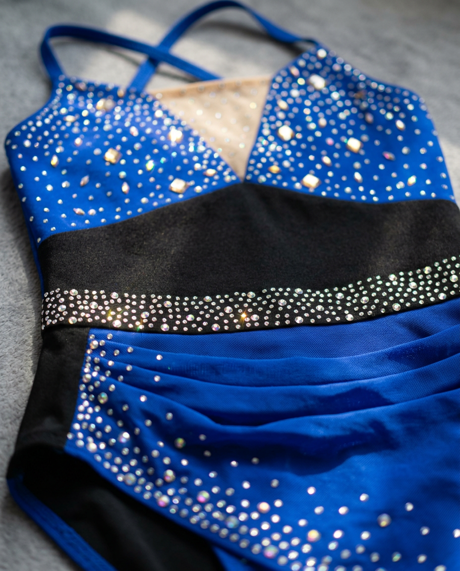 Odette Ruched Asymmetric Dance Dress – Rhinestone Performance Costume