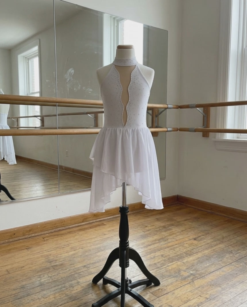 Céleste Sleeveless Lyrical Dress – Rhinestone Mesh Costume